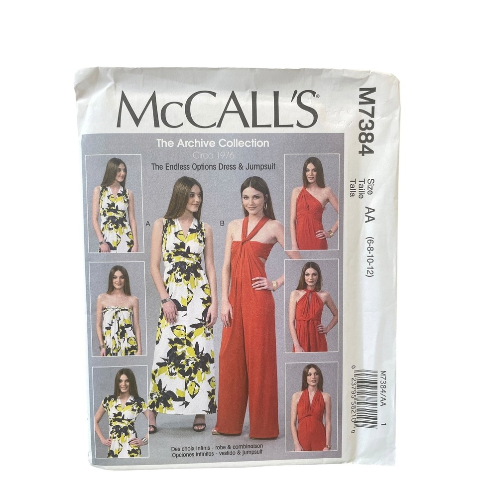 McCall's M7384 Dress Jumpsuit Endless Options Size AA (6-8-10-12) 1970s